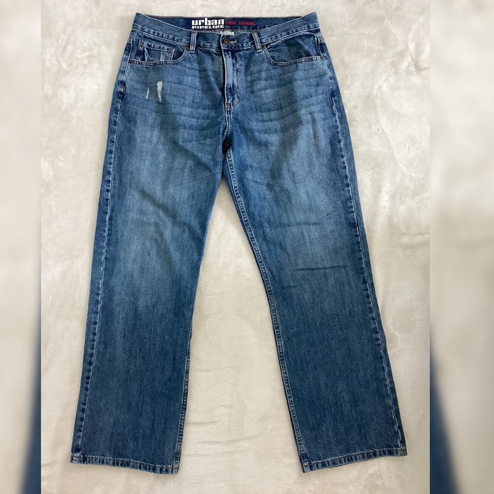 Urban Pipeline Loose Fit Straight Cut Jeans | Men’s 34x32 | Medium Wash Denim